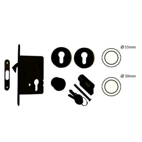 Kit corredera c/b"A"NEGRO y Cilindro 40mm 3Llaves (20mm)
