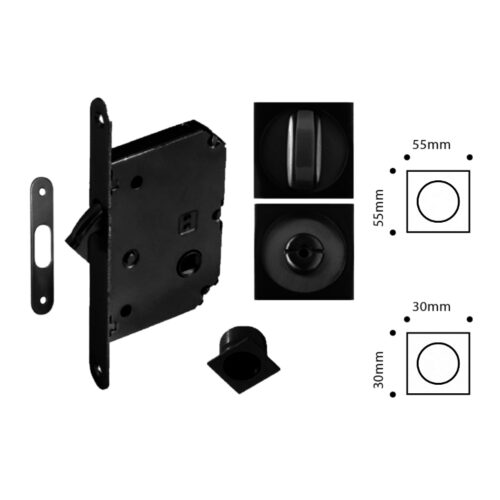 Kit Puerta Corred. C/Tir.Cuadrados NEGRO (20mm)
